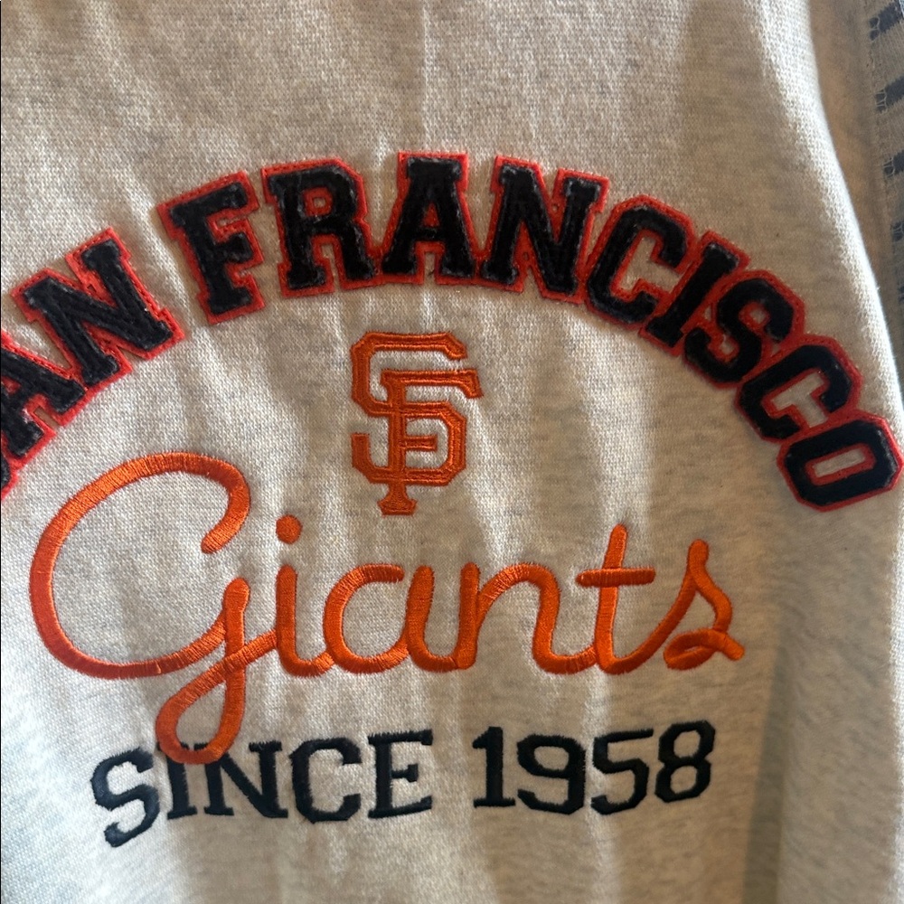 San Francisco Giants Women's Hoodie - Cream and Gray - Picture 5 of 8